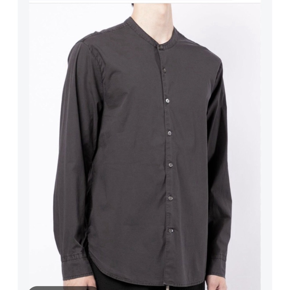 James Perse Men's band collar fastening shirt Dark gray Sz 3 Large Minimalist